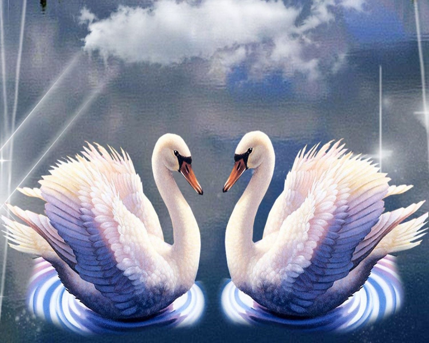 Алмазная мозаика два лебедя