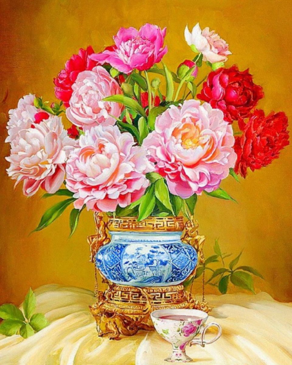 Красивая ваза с цветами (подрамник)