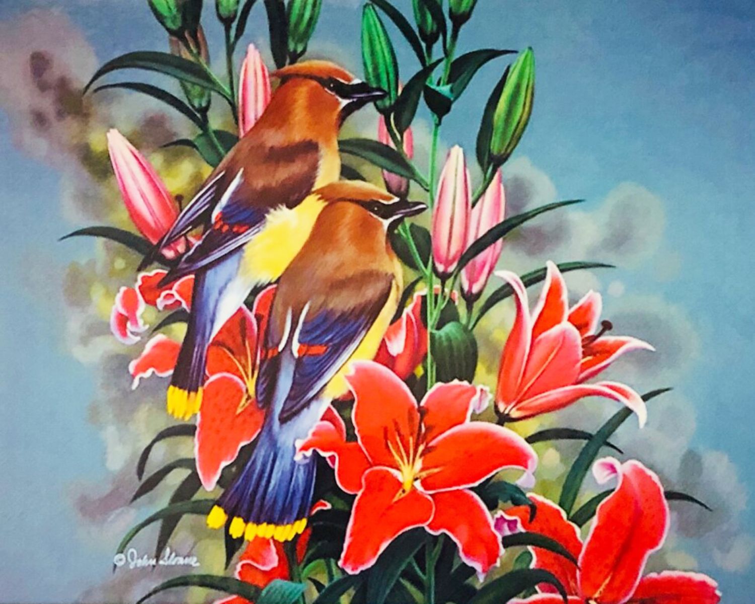 Птички и цветы (подрамник)