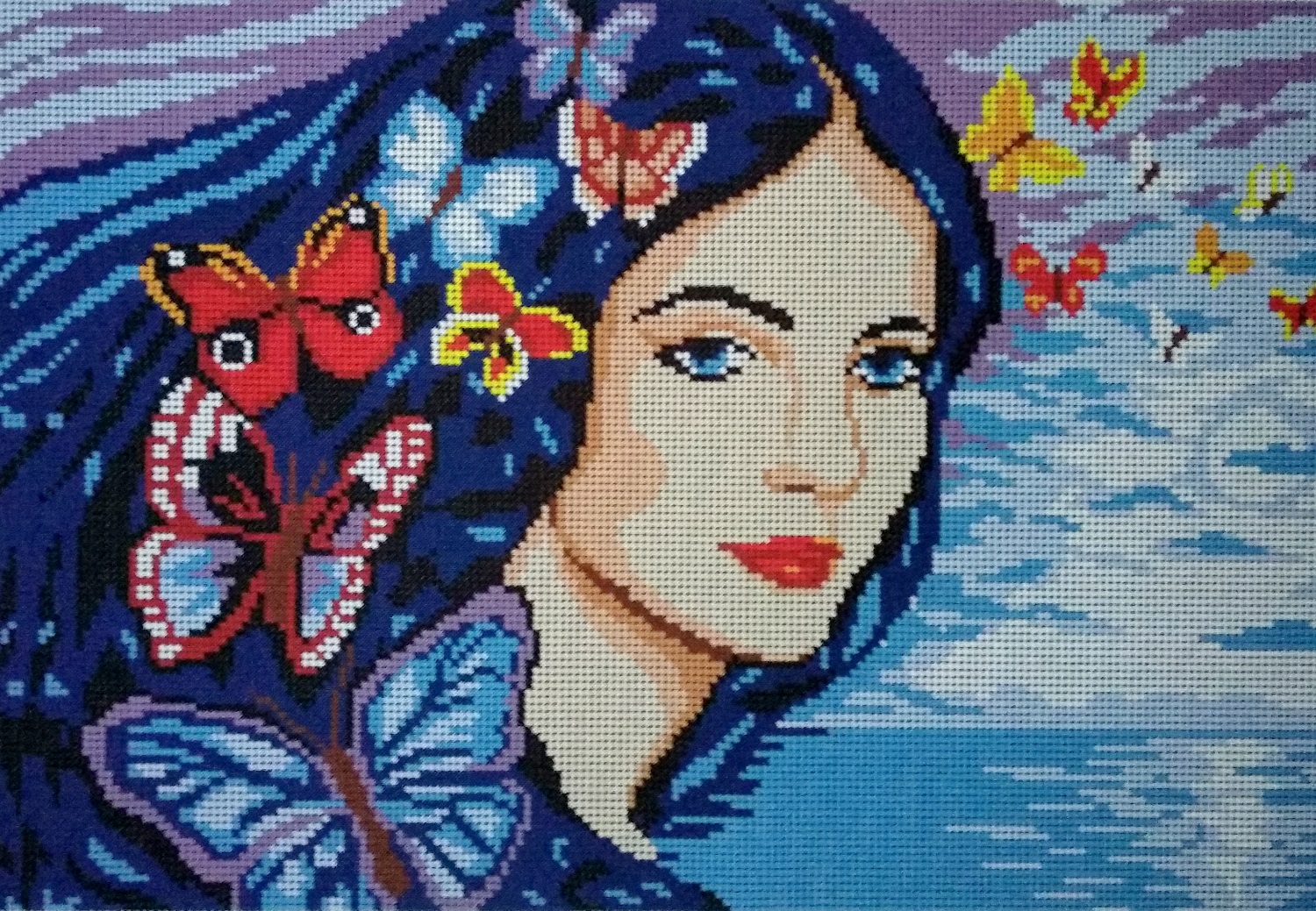 Девушка с бабочками (Полная зашивка)