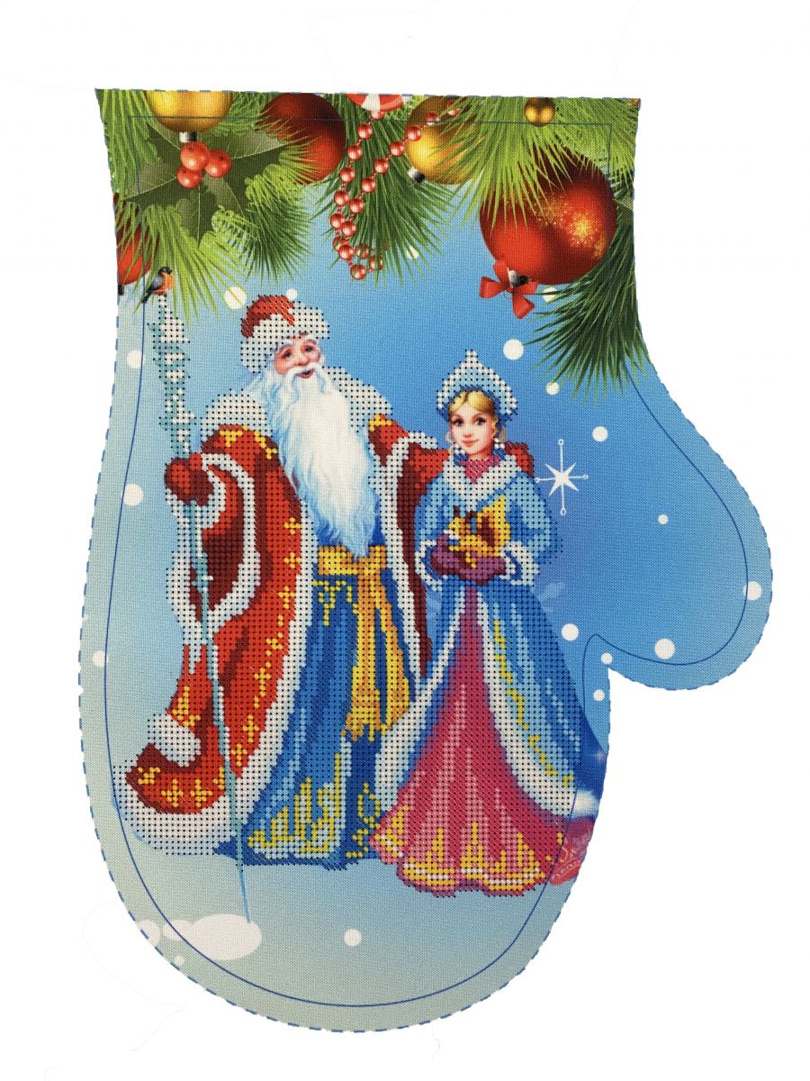 Новогодний сапожек "Дедушка Мороз и Снегурочка"