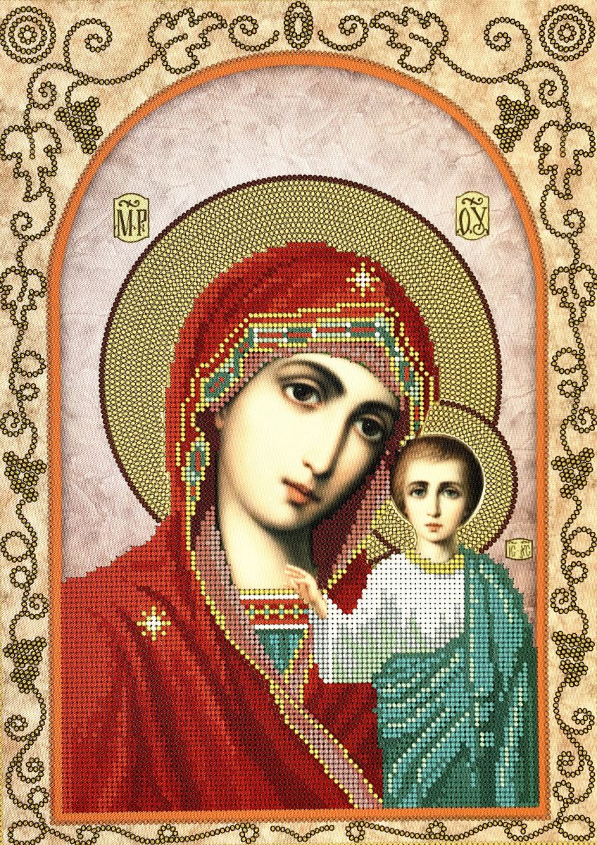 Богородица Казанская (желтый виноград по канту)